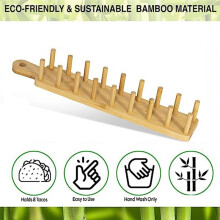 Bamboo Taco Tray with Holds 8, Taco Shell Holder Allows for Multi-Use Food Tray Charcuterie Tray