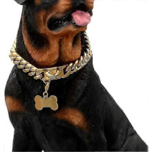 (31cm, 14 inches) Gold Dog Chain Choke Collar,solid Cuban Link Strong, Heavy Duty Chew