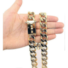(51cm, 20 inches) Gold Dog Chain Choke Collar,solid Cuban Link Strong, Heavy Duty Chew