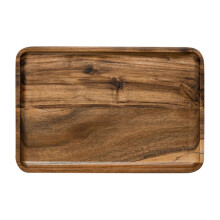 Durable Serving Tray Rectangular Wood Storage Plate Cosmetics Jewelry Multi‑Purpose for Coffee Tea Dessert Bread Cake 30*20