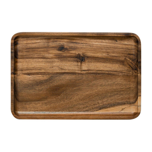 Durable Serving Tray Rectangular Wood Storage Plate Cosmetics Jewelry Multi‑Purpose for Coffee Tea Dessert Bread Cake  30*20