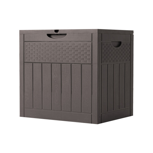 Living And Home 126L PP Garden Storage Box with Combination Padlock, Brown Rattan Texture 2