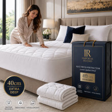 (Single) Imperial Rooms Extra Deep 40cm Quilted Mattress Protector | ALL UK Sizes & Machine Washable