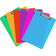 Coloured Plastic Clipboards | (a4 Size) Multi Pack Clipboard | Holds 100 Sheets! | Acrylic Clipboards with Low Profile Clip & Heavy6pcs)