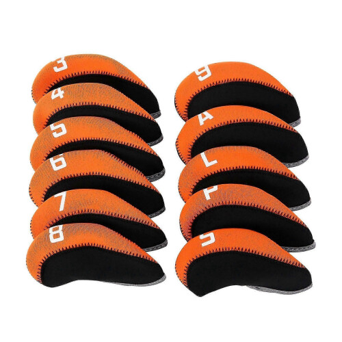 (Orange) 11Pcs/Pack Neoprene Iron Headcovers Golf Club Protector Set Golf Accessories