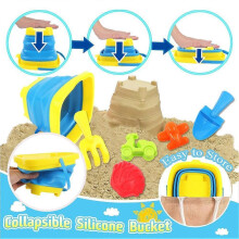 (Square barrel) Stylish Folding Modern Durable Beach Seaside Bucket User-friendly Bucket Digging Beach Small Kids Sand Shovel