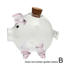 (white) Creative Piggy Glass Piggy Bank Large Capacity Gold Bean storage bottle