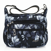 (Sky Blue) Women Ladies Floral Crossbody NylonShoulder Bag Tote Purse Messenger Satchel Black