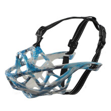 (L, Camouflage Blue) Adjustables Anti-eating, Anti-licking And Anti-biting Dog Muzzle Breathable Hollow Basket Muzzles For Dog