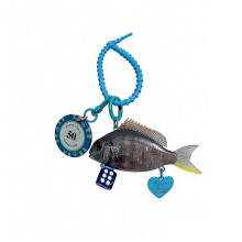 (Blue) Decorative Fish Shaped Keychain for Car Lens Featuring Carvings Gradient Colors Functional Strap Suitable for Decorating Yellow