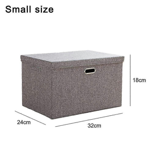 Foldable Linen Fabric Storage Bin with Lid 1