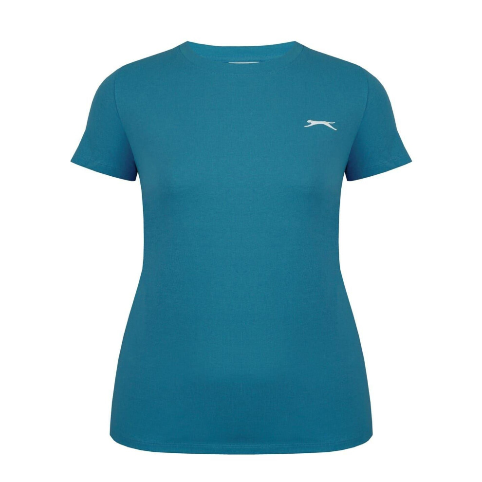 Slazenger (10 Uk, Teal) Womens/Ladies Plain Crew Neck Fitted T-Shirt Blue,Multicoloured