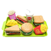 9pcs Simulation Burger Fries Toy Kitchen Play House Boys Girls Mini Disassembly Food Models, Children Play House Toys Set