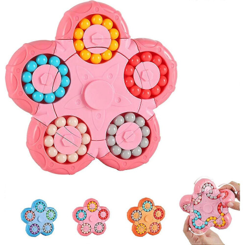 (Pink) Puzzle Fidget Spinner Ball Sorting Puzzle Brain Training Games Infinity Cube Spinning Toy