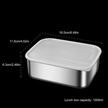 (3000ml) Stainless Steel Food Storage Container Practical Crisper with See Through Lid Large Capacity Lunch Box for Household Use