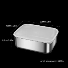 (600ml) Stainless Steel Food Storage Container Practical Crisper with See Through Lid Large Capacity Lunch Box for Household Use