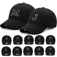 (V, Black Hat) A-Z Letter Embroidered Baseball Cap for Men Women Soft Cotton High Quality Fashion Sport Visor Snapback Cap
