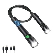 LED-Halsleuchte, Wiederaufladbare Halstaschenlampe mit Magnetfuß, Abnehmbare Hals-Arbeitsleuchte für Autoreparatur und Lesen
