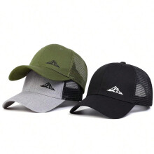 (Grey) Unisex Mountain Embroidery Baseball Cap Spring Summer Outdoor Adjustable Casual Hat Sun Protection