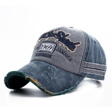 (blue, Adjustable) Rock Shark Washed Cowboy Letters Cotton Cap for Men Women Adjustable Outdoor Sun Protection Baseball Hat