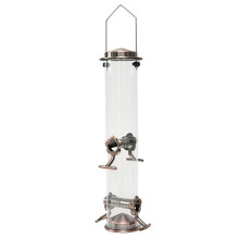 Vogelfutterstation für Den AußEnbereich, Futterstation mit 4 FutteröFfnungen, HäNgende Futterstation für WildvöGel Aus Edelstahl