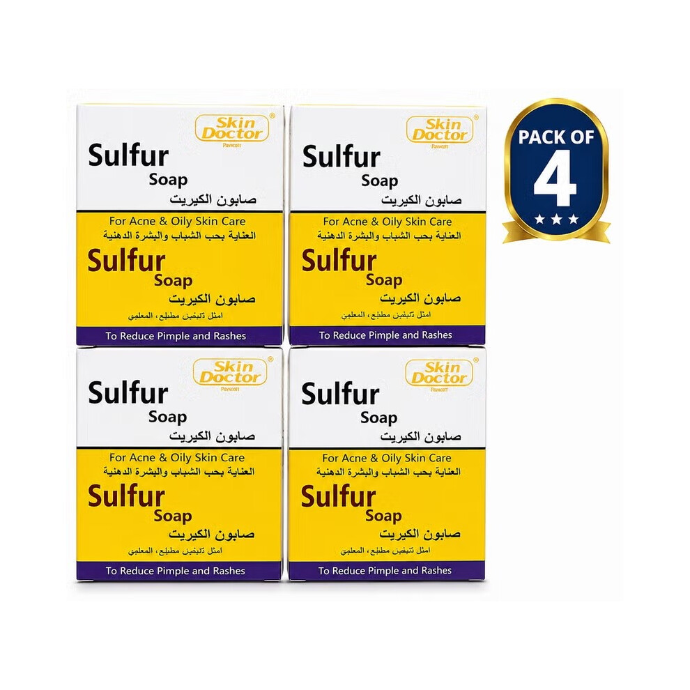Skin Doctor Sulfur Soap for Acne & Oily Skin Care Soap 80g PACK OF 4 | Deep Cleansing Soap for Pimples, Excess Oil & Skin Purifying