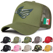 (Red) Unisex Mexican Eagle Label Baseball Net Caps Adjustable Casual Hats Spring Summer Outdoor Sunscreen Hat
