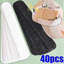 (black) 10/40pcs Hat Sweat Absorber Stickers for Men Women Anti-dirt Sports Cap Rim Invisible White Tape Hat Size Reducer Liner Pads