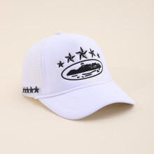 (FiveStar-Pink, 55-60cm) Unisex Men Women Cap Pentagram Embroidery Baseball Net Caps Spring Summer Outdoor Adjustable Casual Hats Sunscreen Hat
