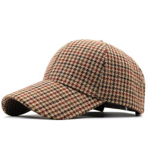 (Beige, Adjustable) Plaid Baseball Cap - Warm Lightweight Adjustable for Autumn Winter Outdoor Activities