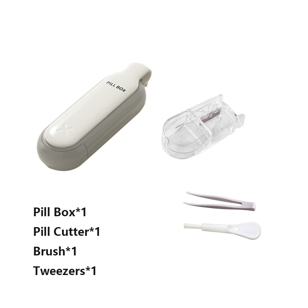 Stoyotu (White 4Pcs) Creative Pill Taker Remover With Medicine Box Tablets Pills Assistance Tool New Portable Design Pill Dispenser Mini Pill Box