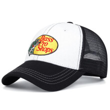 (Black and White) Bass Outdoor Casual Hip-Hop Baseball Cap for Men Women Summer Sunshade Breathable Mesh Cap
