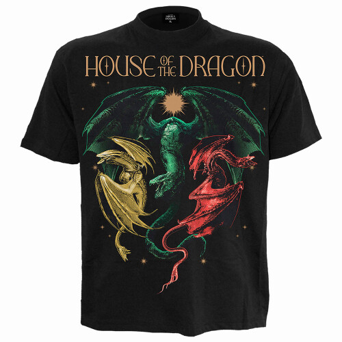 Game of Thrones (M, Black) HOD 2 - TRI DRAGONS - Front Print T-Shirt Black