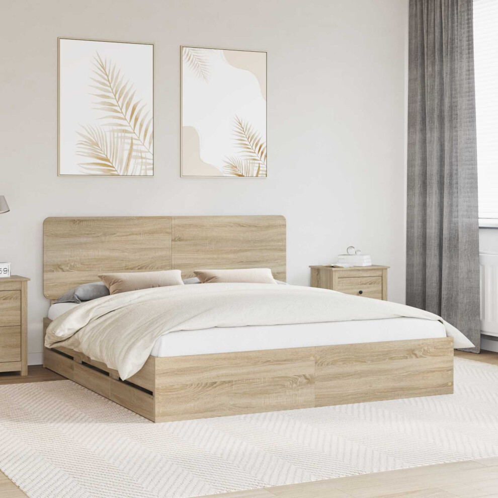 Vidaxl Bed Frame With Drawer Sonoma Oak 200 X 200 Cm Engineer Wood