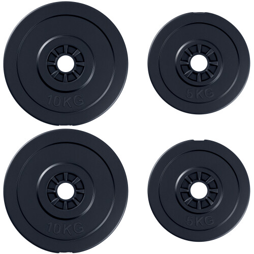 Homcom 4 Discos de Pesa Negro Ø32 x 5,5 cm