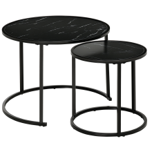 Set 2 Mesas Auxiliare Negro 60 x 60 x 46 cm