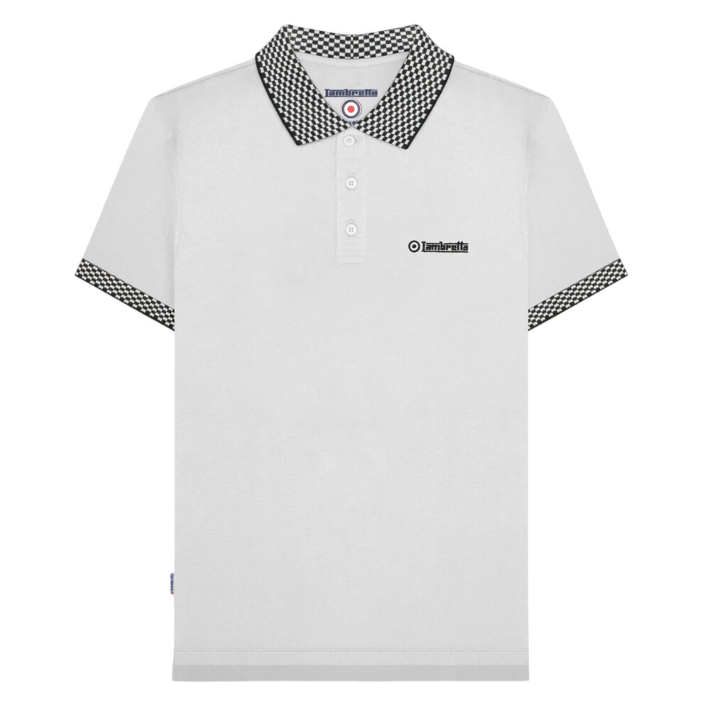 Lambretta (M, ) Mens Ss25 Two Tone Polo Shirt White