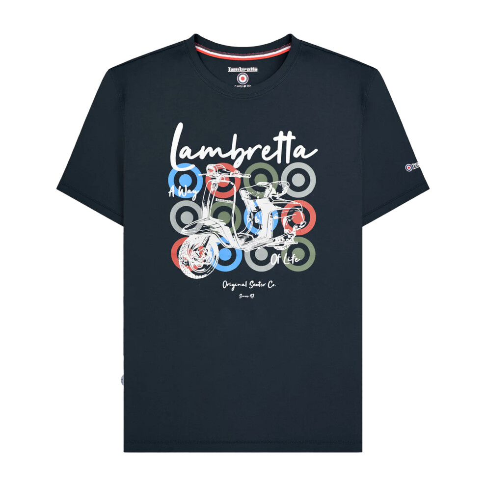 Lambretta (Xxl, Navy) Mens Scooter Branded T-Shirt Blue,Multicoloured