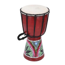 Djembe rojo de 10 cm pintado a mano para principiantes - Tambor de estilo africano clásico