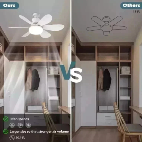 LED Ceiling Fan Light Dimmable Living Room Lamp Remote Control Color Changing 2