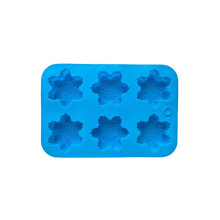 (Blue) Christmas Snowflake Silicone Mold for Baking Large 6-Cavity Pan for Cookies Chocolate Gelatin Ice Cube Non-Stick and Flexible