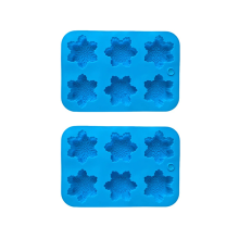 (Blue 2Pcs) Christmas Snowflake Silicone Mold for Baking Large 6-Cavity Pan for Cookies Chocolate Gelatin Ice Cube Non-Stick and Flexible