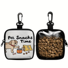 (B1) 1pc Dog Print Pet Treat Pouch Polyester Training Kit With Hook Zipper For Puppy Walking Poop Bag Storage Outdoor Use