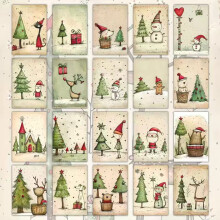 (20Pcs) Christmas Greeting Card Adorable Pages with Illustrations Ideal for Xmas Memory Keeping Journal Decoration Unique Craft Supply