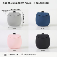 (Dark Blue) Dog Training Silicone Treat Pouch Magnetic Closure Belt Clip Portable Snack Outdoor Walking Hiking Training Small Medium Puppy