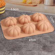 (6 Grids Pumpkin) 3D Pumpkin Silicone Baking Mold DIY Nut Leaves Joy of Harvest Fondant Cake Craft Decorating Tool Halloween Gift