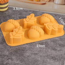 (6 Grids Leaves) 3D Pumpkin Silicone Baking Mold DIY Nut Leaves Joy of Harvest Fondant Cake Craft Decorating Tool Halloween Gift