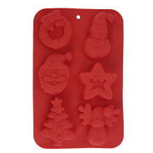 (Red-A) Christmas Silicone Molds No Stick Silicone Cake Baking Molds for Making Handmade Chocolate Candy Soap Candles Cake Ice Cubes