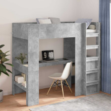 vidaXL Loft Bed Frame with Desk with Storage Concrete Grey 80 x 200 cm