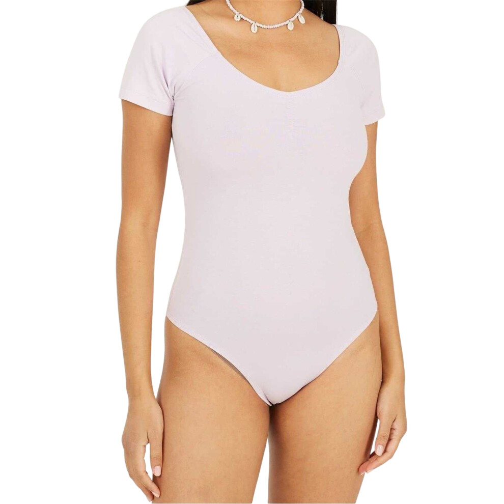 Brave Soul (12 Uk, Dusky Lilac) Womens/Ladies Gathered Detail Bodysuit Purple,Multicoloured